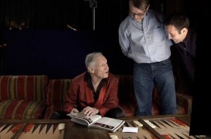 Tom Bean and Luke Poling with Hugh Hefner